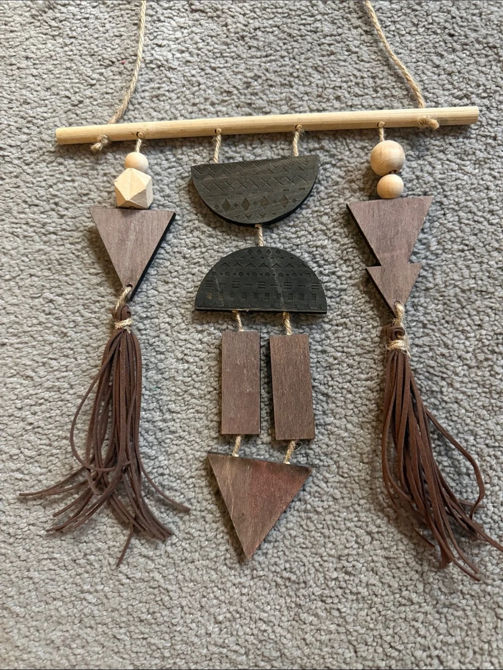 Boho Geometric Wooden Wall Hanging!